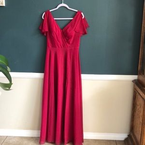 Maroon JJHouse bridesmaid dress
